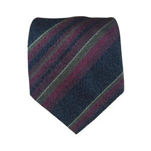 ZANOLINI Green/Burgundy Striped Silk Tie ITALY 59"/ 4" EC